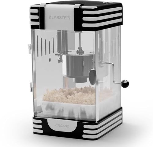 klarstein Retro Popcorn Machine, Kids Popcorn Maker Machine, Mini Cinema Style Popcorn Popper, 300W Vintage American Popcorn Making Kit, Childrens Small Pop Corn Makers w/Stainless Steel Container