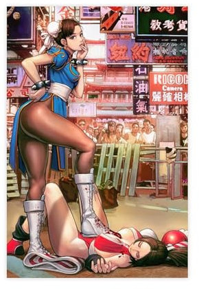 OWNPET Leinwandposter Street Fighter Chun-Li 1, Wandkunst, Dekordruck, Bild für Wohnzimmer, Schlafzimmer, Dekoration, ungerahmt, 50 x 75 cm