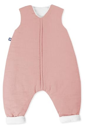 Julius Zöllner Schlafoverall Jumper gefüttert Musselin 2,5 TOG Gr. 104 | 100% Baumwollmusselin | Oeko-TEX Standard 100 | Dusty Rose
