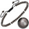 Apocalyptic-K Bijoux Bracelet de cheville pour femme en or 18 carats, 4 mm, tourmaline noire, obsidienne or/argent, bracelet de cheville noir, tourmaline colorée, (argenté obsidienne noire de la