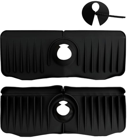 Tappetino per Rubinetto Silicone Tappetino Drenante per Cucina Paraspruzzi per Lavelloda Cucina Rubinetto Lavandino Splash Guard Salvagoccia Lavandino per Cucina Bagno Lavandino Supporto (Nero)
