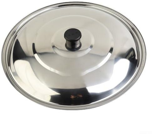 FUBESK Edelstahl-Pfannendeckel, Universal-Deckel, 36 cm, Silber, Schnappverschluss, Splmaschinenfest, Modisch, Pfannenabdeckung, Kochgeschirr-Deckel