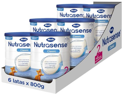 Hero Baby Pack 6 Leche de Continuación Nutrasense Classic 2, 6x800g, Para Bebés de hasta 6 meses, Contribuye al Bienestar, Desarrollo Cognitivo y Visual, Fortalece su Sistema Inmunológico