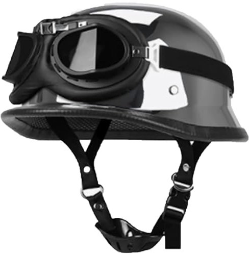 Casco Jet Vintage Omologato DOT/ECE, Casco Da Motociclista Con Occhiali, Casco A Scodella Caschi Cromwell Per Uomo Donna, Caschi Jet Per Biker Cruiser Scooter 4,XL=61-62CM
