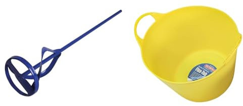 Faithfull FAIMP80 Mixing Paddle 80MM & Polyethylene Flex Tub 15L Yellow, FAIFLEX15Y