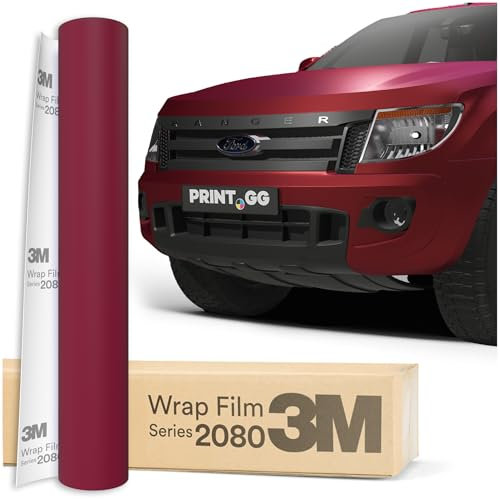 PRINT.GG Autofolie 3M 2080 Satin Vampir Rot SP273, 152 x 20 cm, Selbstklebende Folie Car Wrapping Folie, Robuste Lackschutzfolie Auto, Motorrad, Boot, Auto Folie mit hervorragender Haftung