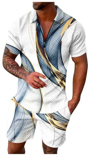 Roter Herren-Jogginganzug Trainingsanzug FußBall Herren Trainingsanzüge für Herren günstig Kurzarm T-Shirt Top Hose/Shorts Moderne HerrenanzüGe Klamotten Herren 70er Jahre männliche Outfits 60er