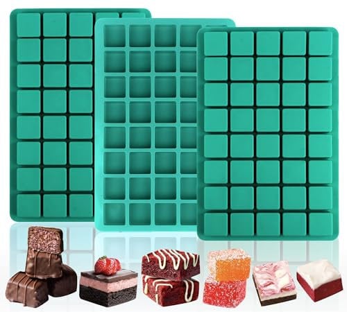 3 Pièces Moule Chocolat Silicone Peut Contenir 40 Barres de Chocolat Moules à Pâtisserie,Carré Vert Foncé Moule Bonbon pour les Bonbons,les Gelées,les Chocolats Carré,DIY Gâteau,Glace,Pudding(A)