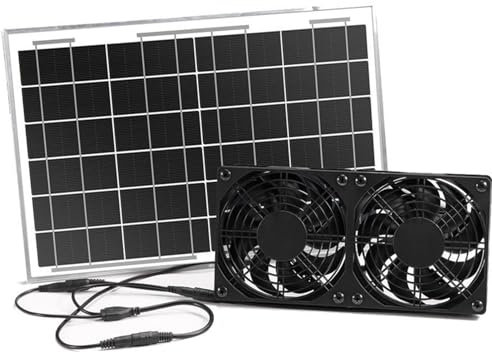 Ventilador de energía solar, ventilador solar para cobertizo, panel solar de 10 W y 2 ventiladores, ventilador solar impermeable para gallinero, invernadero, cobertizo