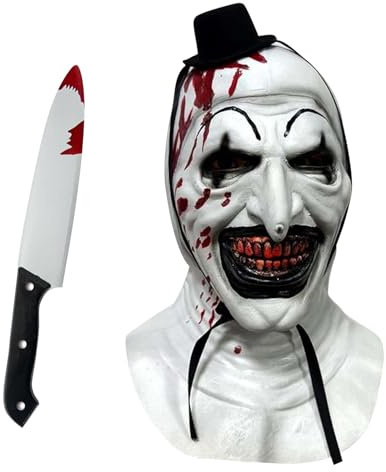Hangsky Terrifier Maske Halloween, Maschera Halloween Horror Realistica, Maschera Assassina Halloween, Horror Art the Clown Maschera per Cosplay di Halloween Carnevale