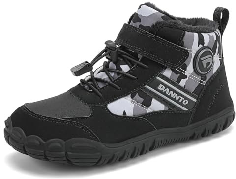 Dannto Bambini Scarpe invernali A Piedi Nudi Ragazzi Ragazze Stivali da Neve Foderati Caldi(Nero,33)