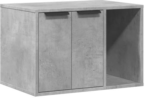 vidaXL Meuble de bac à litière pour Chat Gris béton Bois d'ingénierie