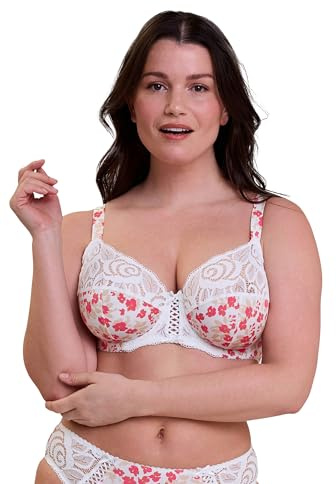 Sans Complexe - Modèle Amelie Print - Soutien-Gorge - Femme - 105D - Imprimé Floral Blanc et Rouge