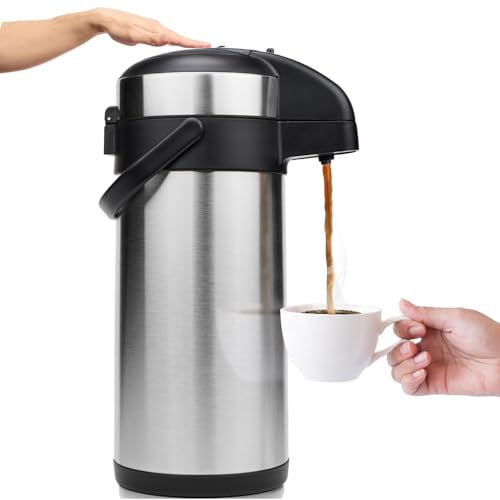 Vondior Airpot Jarra de 5 litros – Jarra de café profesional aislada de acero inoxidable, termo, dispensador de bebidas térmicas, adecuado para bebidas de fiesta