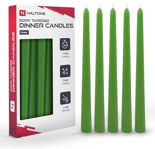 Haltons - Multipack of Long Tapered Candles - Unscented - 7-Hour Burn Time - Perfect for Dinner Parties, Events, Weddings & Home Decor - Clean Burning - Fits Most Candle Holders