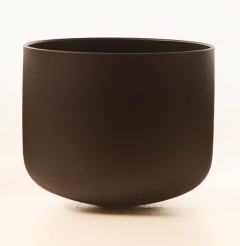 Leize Quarzkristall-Klangschale, 432 Hz, E-Note, Solarplexus-Chakra, Schwarz, 25,4 cm, mit Wildlederklöppel