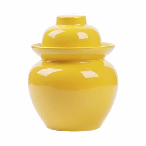Fermentation Jar with Water Seal Airlock Lid - Ceramic Pickle Jar for Pickling Kimchi Sauerkraut - Fermenting Crock for Homemade Fermented Foods