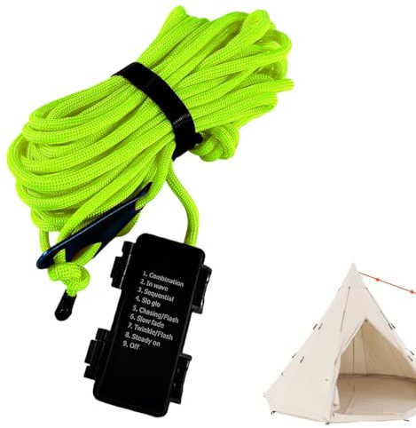 Lunaobrik Campingseil - Outdoor-Seil, LED-Lichtschlauch für den Außenbereich | wasserdicht, Marineseil | Zelt Wind Seil Licht Warnlicht Wind Seil Lampe Camping Licht Streifen für Wandern,