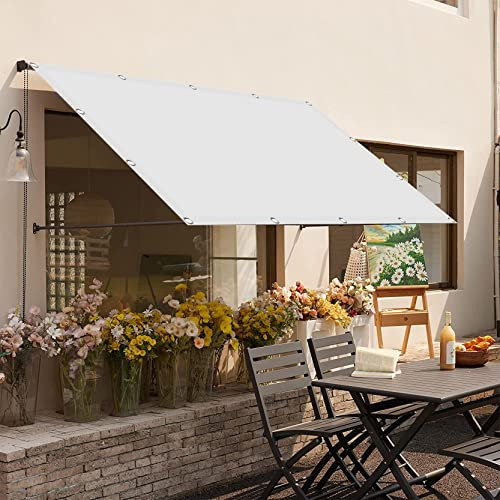 Toldo rectangular para exteriores, 1,4 x 2,2 m, para patio, jardín, piscina, terraza, balcón, color blanco