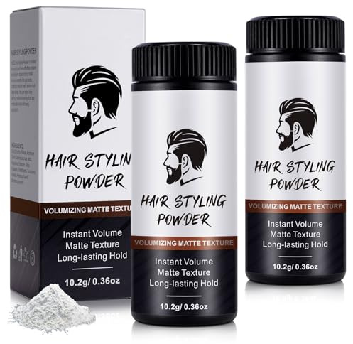 Volumen Puder Haare für Männer, 2 Stück Texturpuder, Lang Anhaltende Haar Styling Puder, Haarpuder Männer, Verleiht Sofort Textur & Volumen, Natürliche Inhaltsstoffe, Leicht Aufzutragen, Nicht Fettend