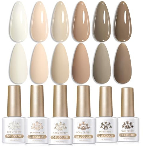 Born Pretty UV Nagellack Cream Beige White Nude Khaki Brown Gel Nagellack Chocolate Neutral Skin Tone UV Lack LED Soak off Manicure Gel Lacquer Varnish