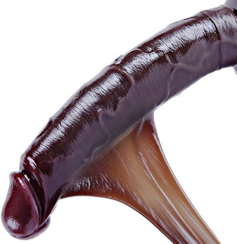 Dildo Negro Realista de 23 cm con Prepucio Móvil, Pene de Silicona para Punto G, Vagina y Ano con Ventosa, Juguete Pene Grueso y Rico en Grasa con Prepucio, Adecuado para Hombres y Mujeres