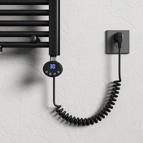 Mai & Mai Elément Chauffant pour Radiateur de Salle de Bain Accessoires pour Sèche-Serviettes Thermostat avec Ecran LCD 1000W