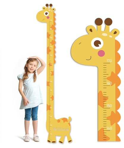 CHARMIBLE Personalisiert Messlatte Kinder Holz für Baby- & Kleinkinderzimmer mit Namen, Abnehmbares Messlineal für Baby-Messlatte für Schlafzimmer, Wanddekoration (Giraffe A)