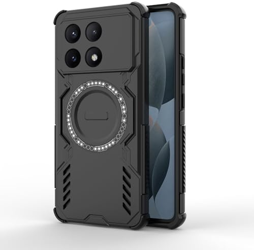 SEAHAI Hülle für Xiaomi Poco X6 Pro 5G mit Magnetische Adsorptionsfunktion, [Militärische Stoßfest Case] Ultra Dünn Harter PC Schutzhülle Silikon TPU Bumper Handyhülle, Schwarz