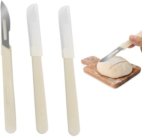 ShiningUU Bread Lame 3 Pcs Professional Portable Dough Cutter with Built-in Ruler | Bread Cutter Kit | Stainless Steel Bread Scoring Blades for Sourdough Baking & Cake Cutting Tools (6.06in×0.55in)