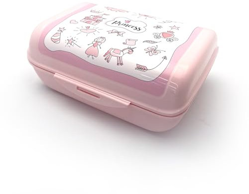 Fackelmann Lunch Box M Princess 1.47L - Portamerenda Bambine in PP con Clip - Ideale Scuola, Asilo -Per spuntini e merenda, Lavabile in Lavastoviglie, Linea Mini Cooking