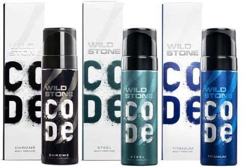 Code Körperparfümspray für Herren, Chrom, Stahl und Titan, 3 Stück (je 150 ml)
