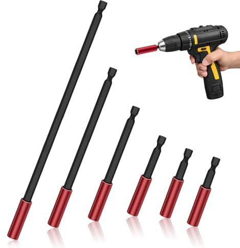 6 Stück Bit Verlängerung Magnetisch 50/50/60/100/150/300 mm, Bithalter Lang Bitverlängerung 1/4 Zoll Sechskantschaft Bits Halter für Schraubendreher Bohrmaschinen