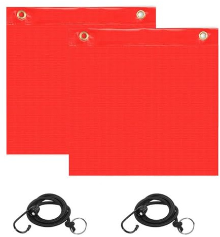 yolzhxe 2 Stück Rote Warnflagge 30 x 30 cm, Fahne überlänge mit Wasserdichtem und Verschleißfestem Aufhängeseil, Aufhängen von Ladung Rote Fahne für Transport, für Pkw, Wohnmobile und Anhänger