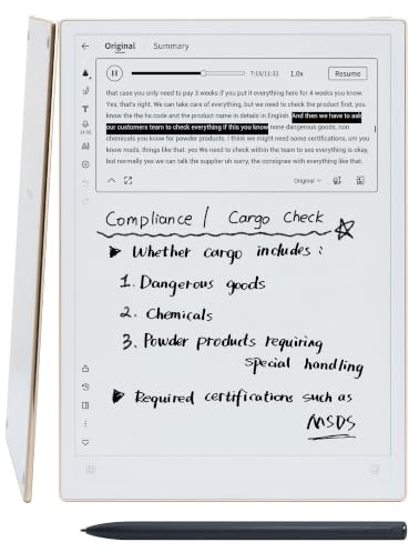 iFLYTEK Ainote 2 Tablette en papier, carnet électronique de 10,7 avec stylo, tablette de prise de notes ultra fine de 4,2 mm alimentée par ChatGPT, prise de notes en 15 langues, compatible Google