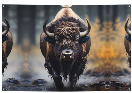 Nordamerikanische Bison-gemusterte Feiertagsbanner und hängende Hintergründe – dekorieren Sie einfach Ihre Party-Szene