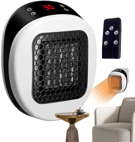 Steckdosen-Heizlüfter, 600 W, schnelles Aufheizen, für kaltes, elektrischer Wand-Heizlüfter für Büro, Bad, Innenbereich, Schlafsaal, Schlafzimmer