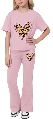 Valcatch Girls Clothes Tracksuits Set 2 Piece Pink Heart,11 Years
