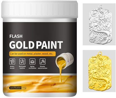 Premium Liquid Gold Paint, Fast Drying Paint, 300g Bottle with Smooth Flow, Art Paints for Wood Plaster, Creative Paints with Easy Apply Formula for Crafts Use