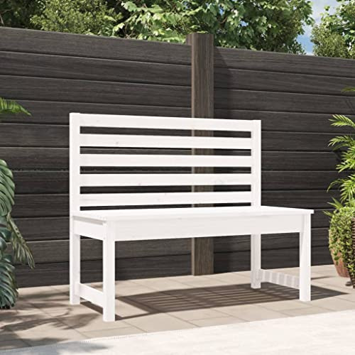 Mokuyary Panca da giardino bianco 109 cm in legno massello di pino panca da giardino, mobili panchina per menagement, balcone, terrazza, veranda, pergola