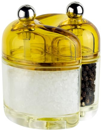 Grunwerg Gmill Condimates Acrylic Salt & Pepper Set, 10cm, Easy Fill, Yellow