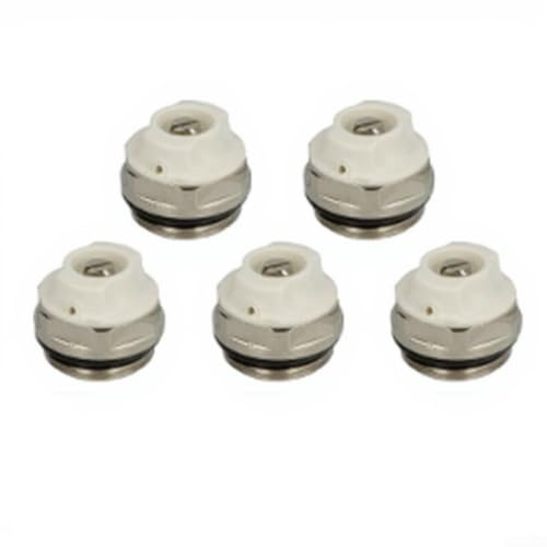 5pcs 1 2 Inch Radiator Bleed Valve White Nickel Plated Brass Manual Air Vent For Central Heating Systems With 10 Bar Pressure Rating And High Temperature Resistance Up To 120 Degrees Easy Adjustment