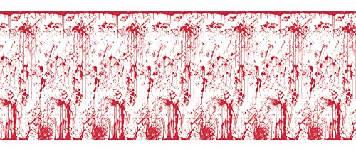A Beistle Creation 710 Party Supplies Bloody Wall Backdrop, Plastic, Red/White