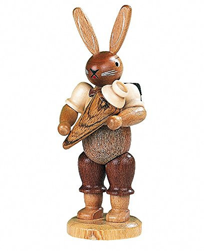 Müller Osterhase Hasenschulanfänger, 11 cm hoch, Natur, original Erzgebirge Seiffen