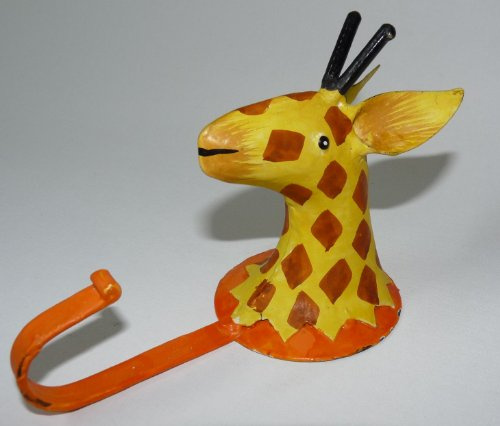 Gall&Zick Wandhaken Haken Mehrzweckhaken Metall Dekoration Bemalt Bunt Kinder Tierhaken (Giraffe Groß)