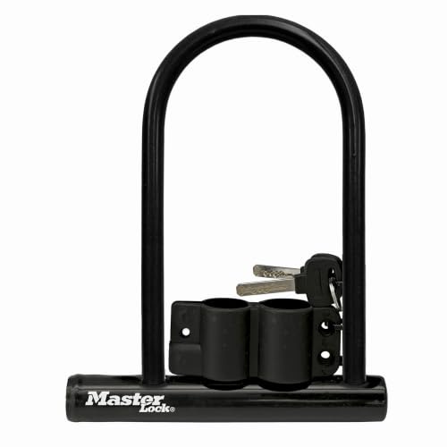 Master Lock Black Bike Lock with Key, Standard Size U-Lock for Bicycles and Other Outdoor Equipment, Anti-Theft Lock for Bikes, 8320D