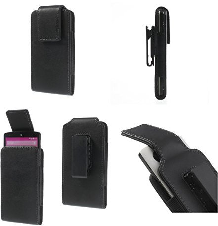 DFV mobile - Magnetic Leather Holster Case Belt Clip Rotary 360 Compatible avec Huawei Honor 3c - Black