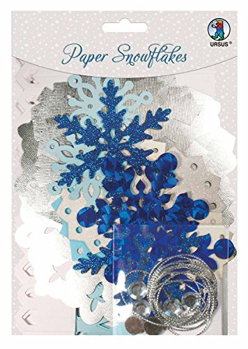 Ursus 56680001 - Paper Snowflakes, blau/weiß/silber, Set für 6 Paper Snowflakes, inklusive Bastelanleitung, ideal als stilvolle Weihnachtsdekoration