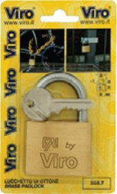 LUCCHETTO RETTANGOLARE FAI BY VIRO. ARCO LUNGO 64MM. BASE 40MM.