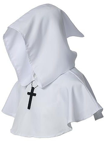 BLESSUME Mönch Gugel Kapuzen Cosplay Kostüm Gugel (Weiß)